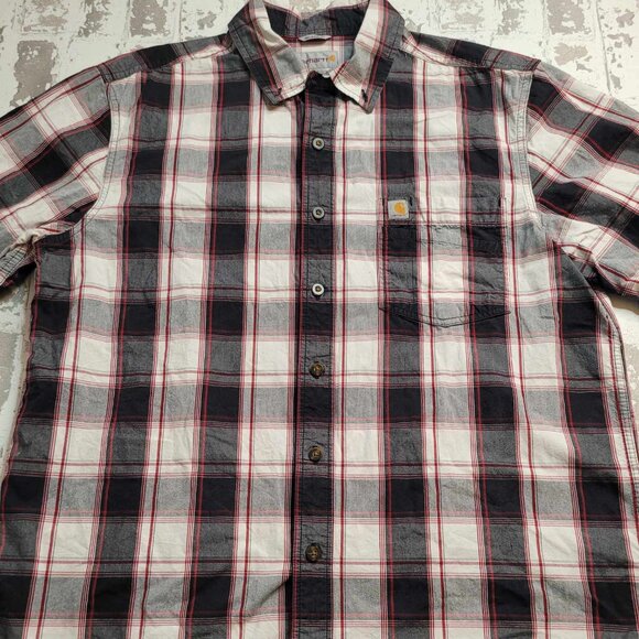 2436 Carhartt Men's SS Button Down Black/Red Plaid Size‎ Large Tall - Picture 1 of 5